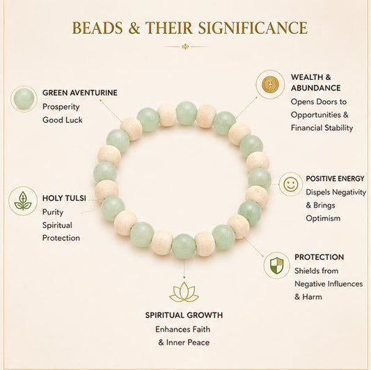 GREEN AVENTURINE & HOLY TULSI - THE GOOD FORTUNE BRACELET