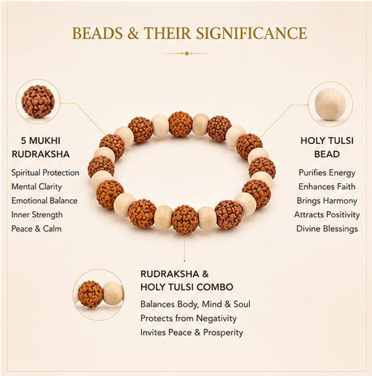 5 MUKHI RUDRAKSHA WITH HOLY TULSI BRACELET