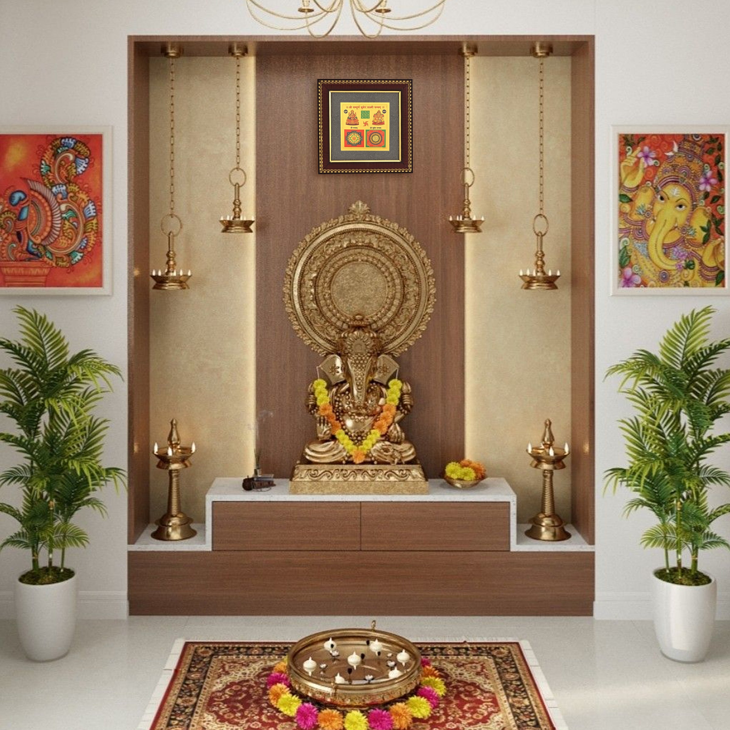 LAKSHMI KUBER YANTRA ON RAW PYRITE FRAME