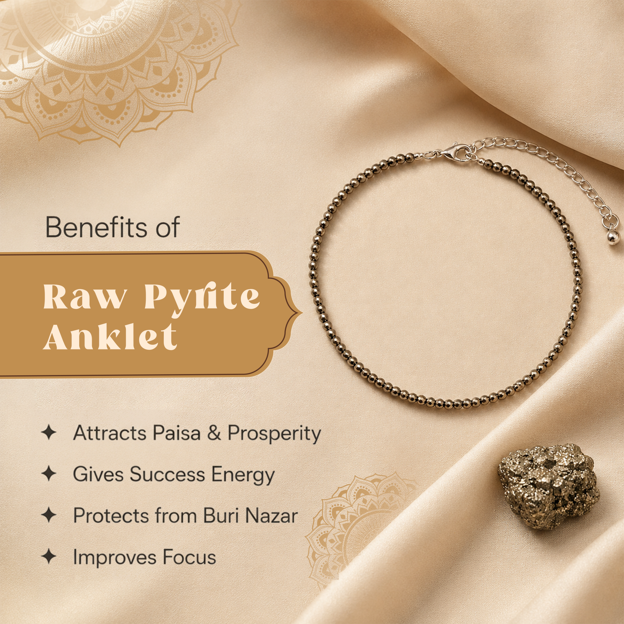 Raw Pyrite Anklet (Lab Certified)