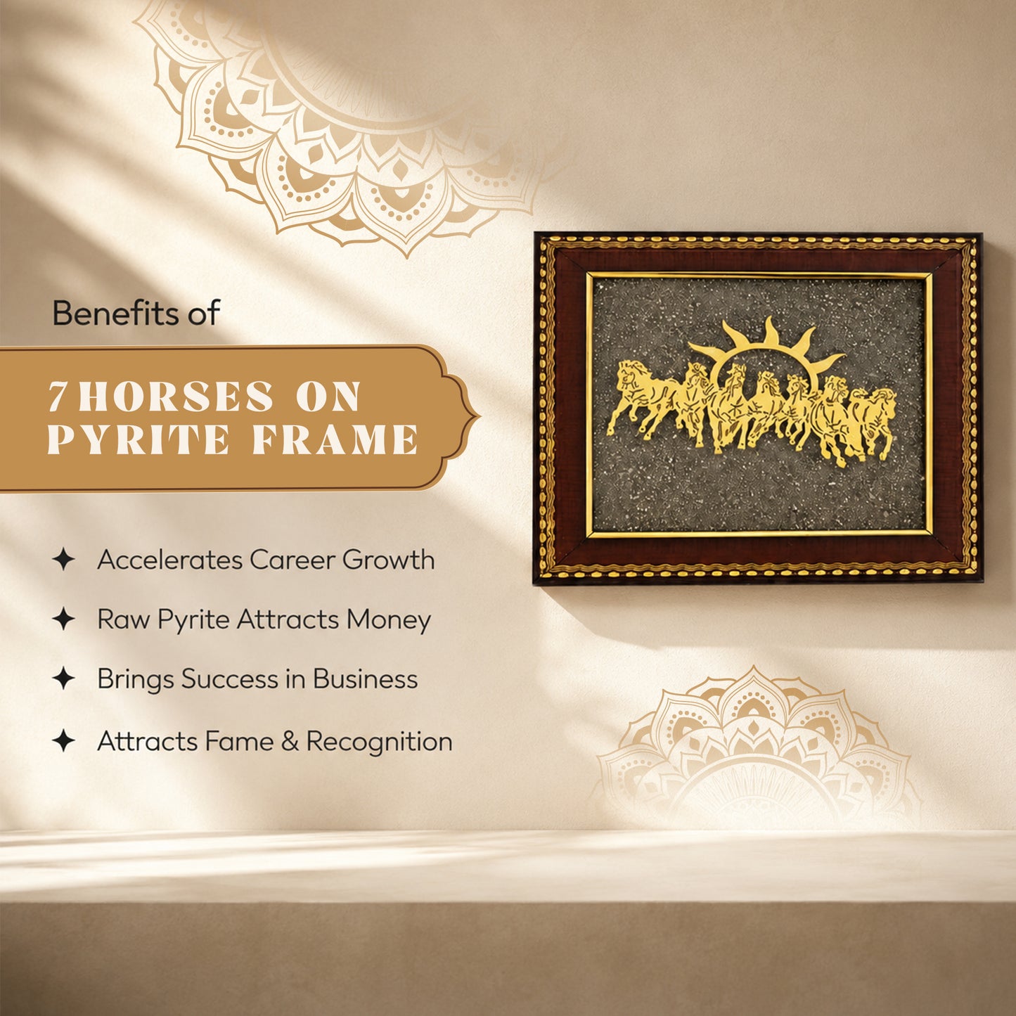 7 Horses on Raw Pyrite Frame