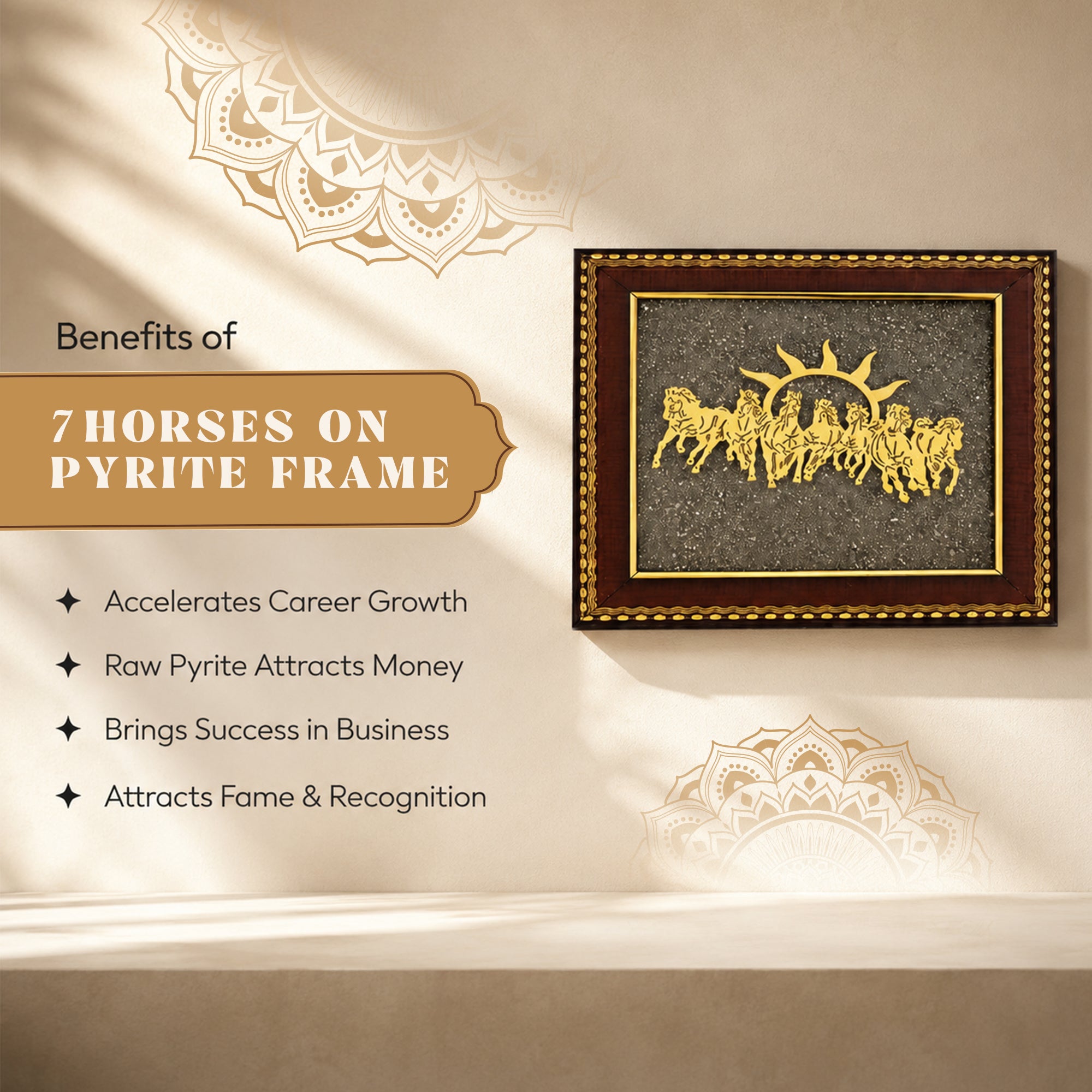 7 Horses on Raw Pyrite Frame