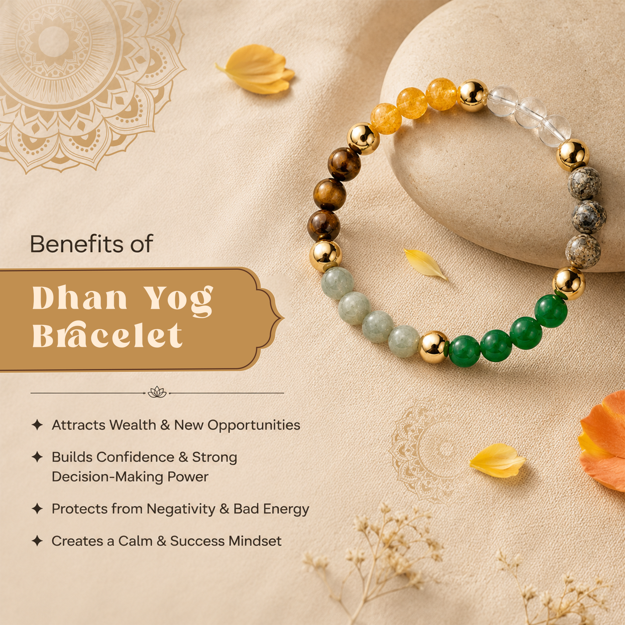 Dhan Yog Bracelet With Free Raw Selenite Plate