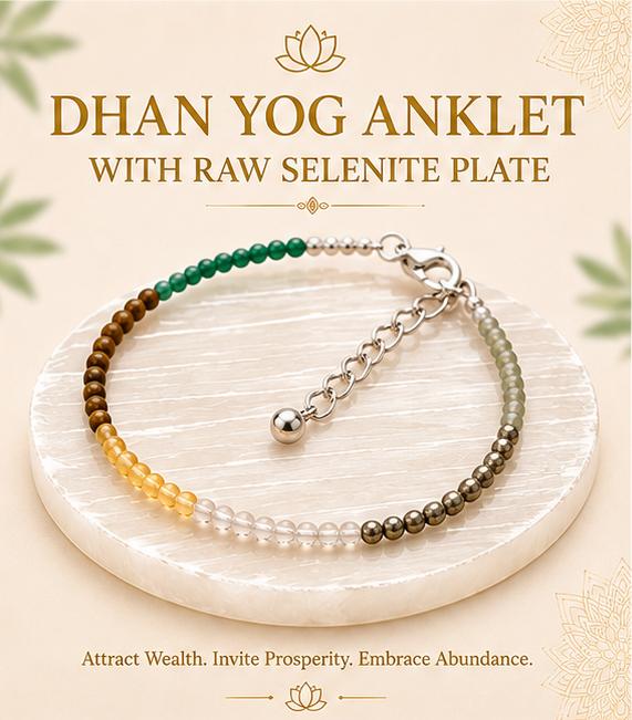 DHAN YOG ANKLET WITH RAW SELENITE PLATE