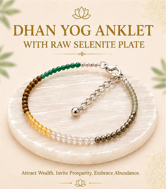 DHAN YOG ANKLET WITH RAW SELENITE PLATE