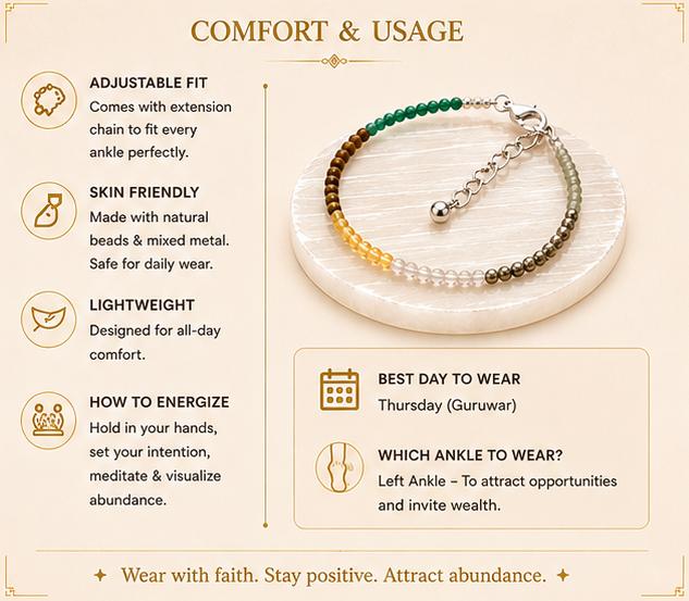 DHAN YOG ANKLET WITH RAW SELENITE PLATE
