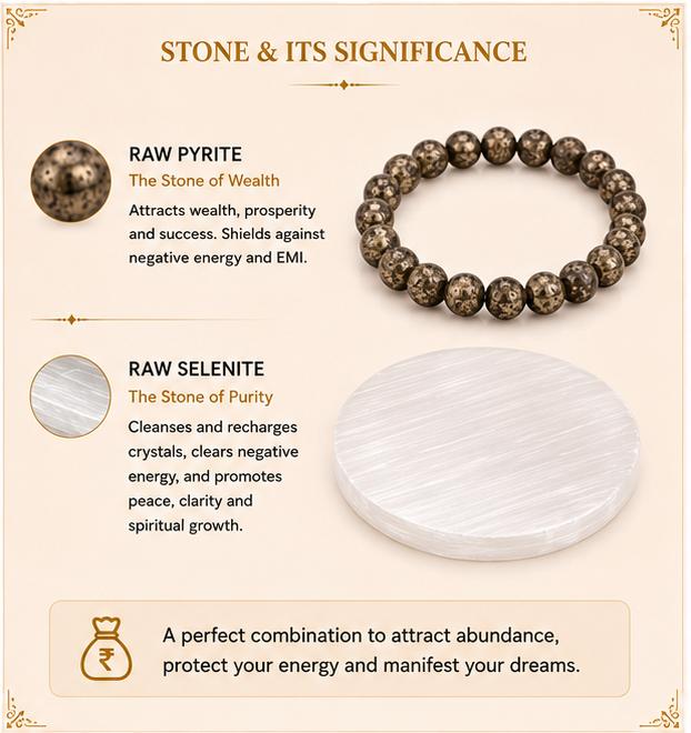 RAW PYRITE BRACELET WITH RAW SELENITE PLATE