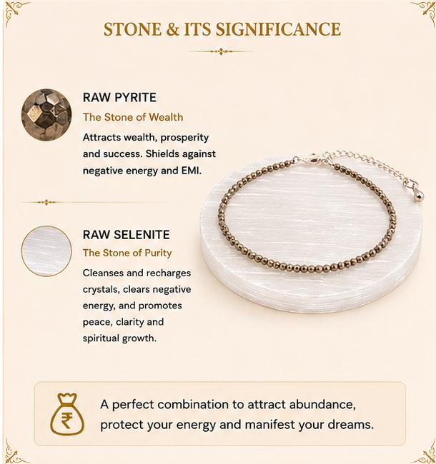RAW PYRITE ANKLET WITH RAW SELENITE PLATE