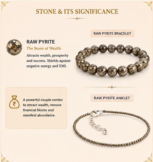 RAW PYRITE BRACELET WITH RAW PYRITE ANKLET {COMBO}