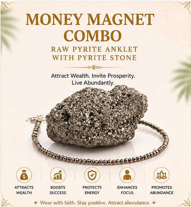 MONEY MAGNET RAW PYRITE ANKLET WITH PYRITE STONE {COMBO}