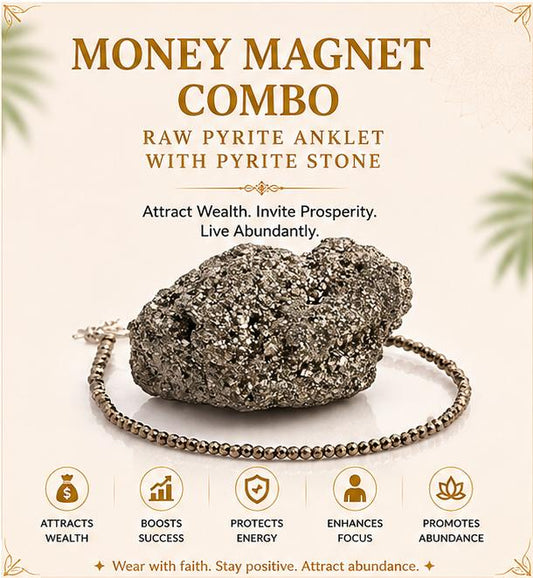 MONEY MAGNET RAW PYRITE ANKLET WITH PYRITE STONE {COMBO}