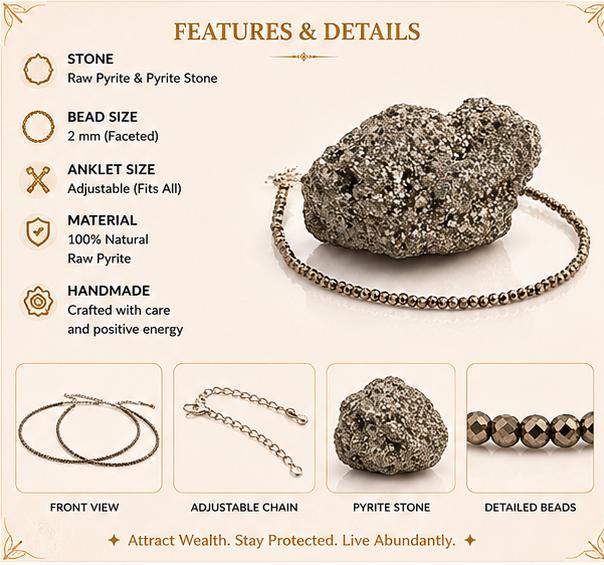 MONEY MAGNET RAW PYRITE ANKLET WITH PYRITE STONE {COMBO}