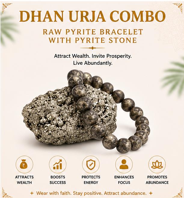 DHAN URJA - RAW PYRITE BRACELET WITH PYRITE STONE {COMBO}