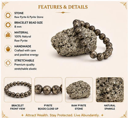 DHAN URJA - RAW PYRITE BRACELET WITH PYRITE STONE {COMBO}