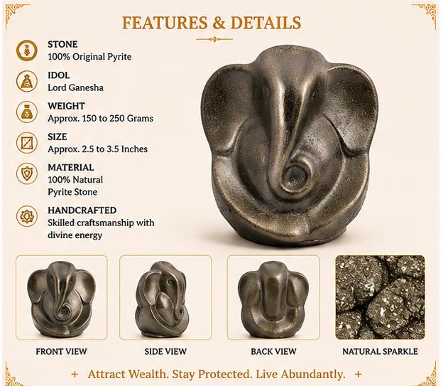 ORIGINAL PYRITE LORD GANESHA IDOL
