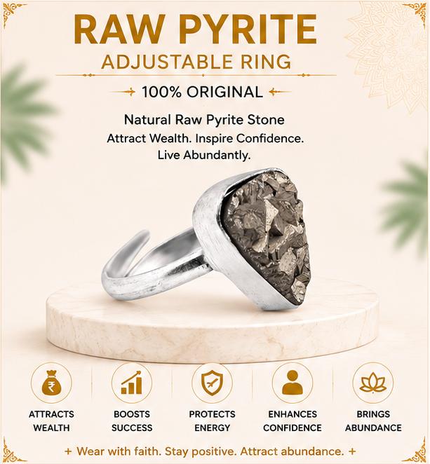 RAW PYRITE ADJUSTABLE RING