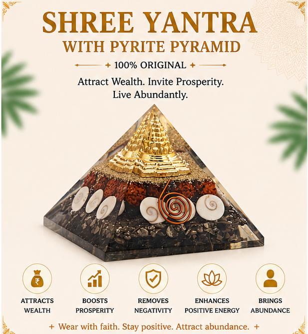 SHREE YANTRA WITH PYRITE PYRAMID