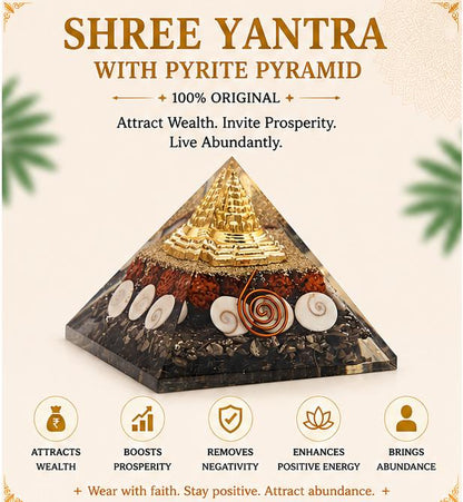 SHREE YANTRA WITH PYRITE PYRAMID