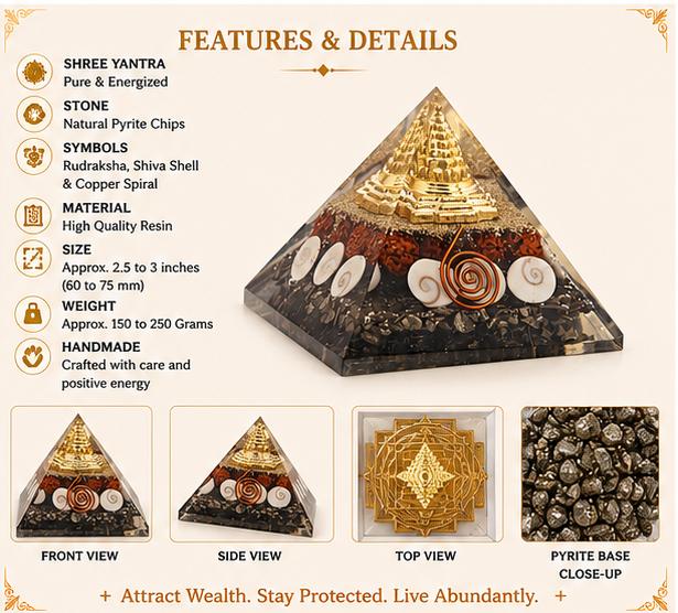 SHREE YANTRA WITH PYRITE PYRAMID