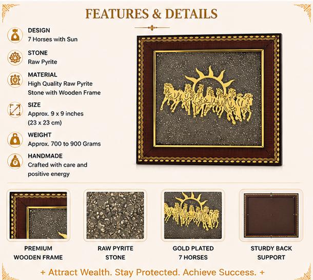 7 Horses on Raw Pyrite Frame
