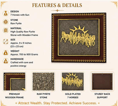 7 Horses on Raw Pyrite Frame