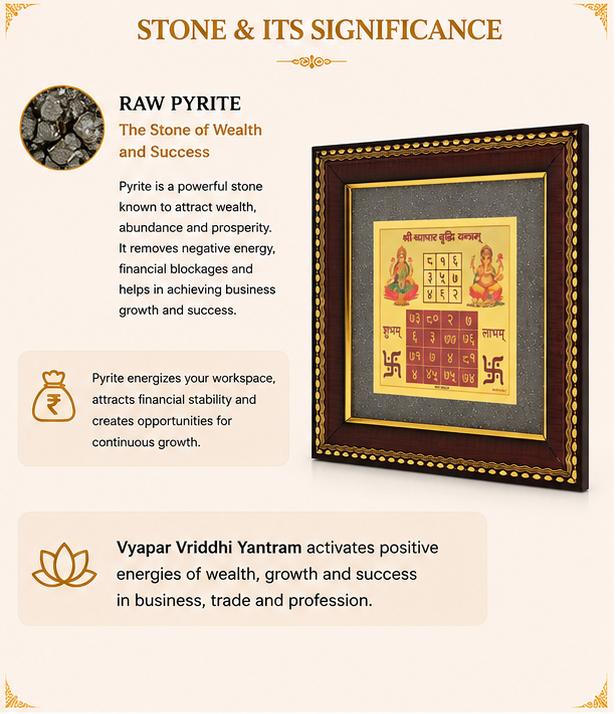 Vyapar Vridhi Yantram on Raw Pyrite Frame