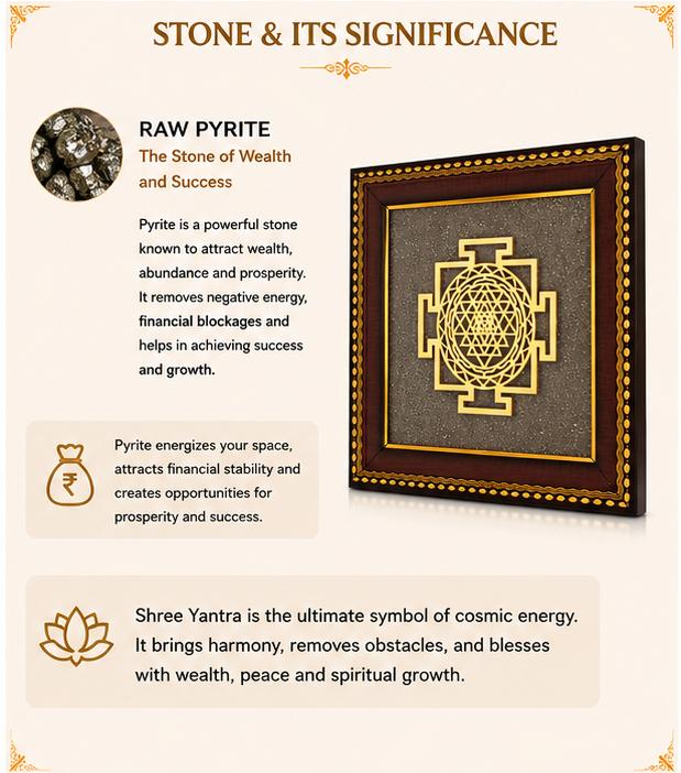 SHREE YANTRA ON RAW PYRITE FRAME