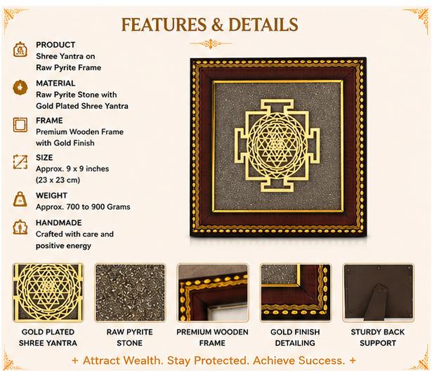 SHREE YANTRA ON RAW PYRITE FRAME