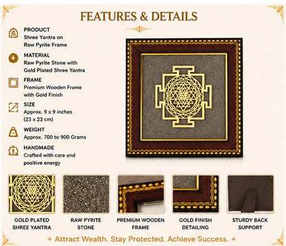 SHREE YANTRA ON RAW PYRITE FRAME