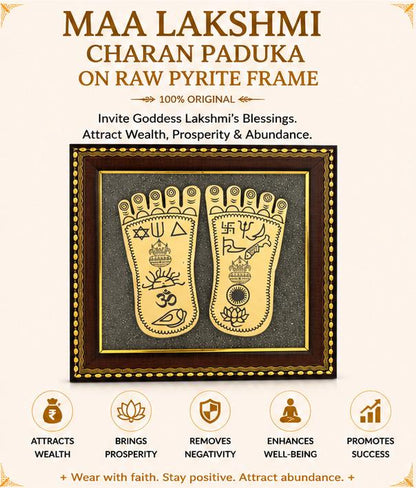 MAA LAKSHMI CHARAN PADUKA ON RAW PYRITE FRAME