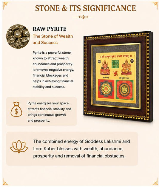 LAKSHMI KUBER YANTRA ON RAW PYRITE FRAME