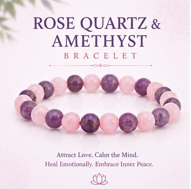 ROSE QUARTZ & AMETHYST BRACELET