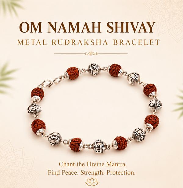 OM NAMAH SHIVAY METAL RUDRAKSHA BRACELET
