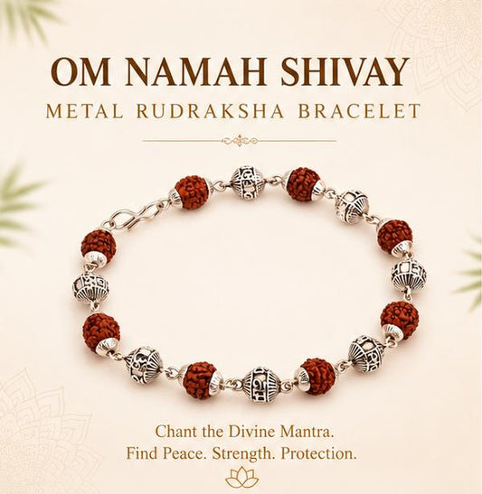 OM NAMAH SHIVAY METAL RUDRAKSHA BRACELET
