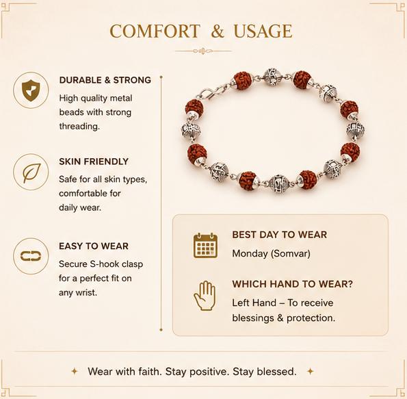 OM NAMAH SHIVAY METAL RUDRAKSHA BRACELET