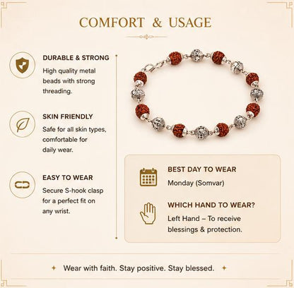 OM NAMAH SHIVAY METAL RUDRAKSHA BRACELET