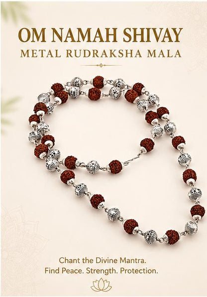 OM NAMAH SHIVAY METAL RUDRAKSHA MALA