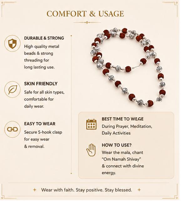 OM NAMAH SHIVAY METAL RUDRAKSHA MALA