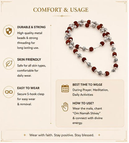 OM NAMAH SHIVAY METAL RUDRAKSHA MALA