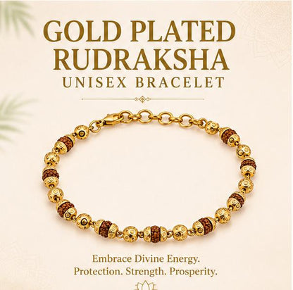 GOLD PLATED RUDRAKSHA UNISEX BRACELET