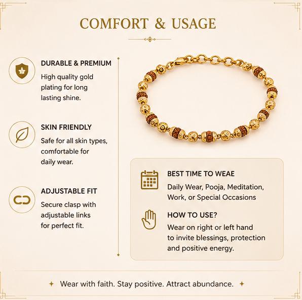 GOLD PLATED RUDRAKSHA UNISEX BRACELET