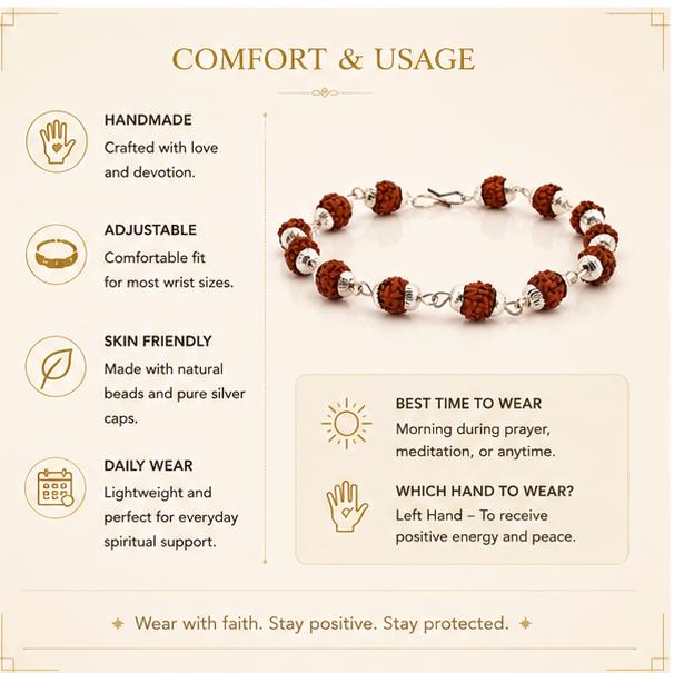 RUDRAKSHA BRACELET WITH SILVER CAP