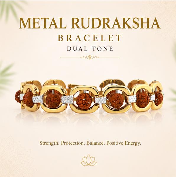 METAL RUDRAKSHA BRACELET DUAL TONE