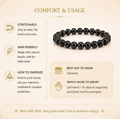 BLACK OBSIDIAN - EVIL EYE PROTECTION BRACELET