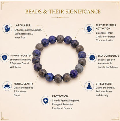 LAPIS LAZULI - IMPROVES COMMUNICATION SKILLS & IMMUNITY BOOSTER BRACELET