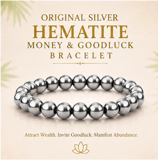 ORIGINAL SILVER HEMETITE - MONEY & GOODLUCK BRACELET