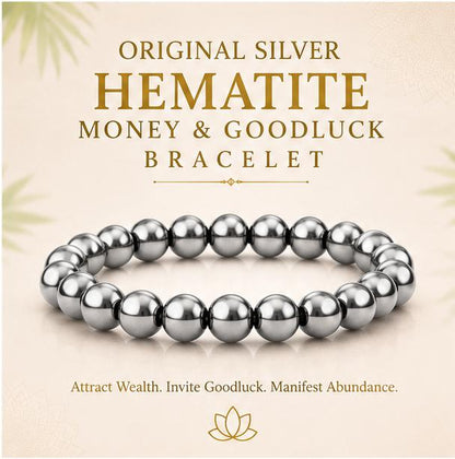 ORIGINAL SILVER HEMETITE - MONEY & GOODLUCK BRACELET