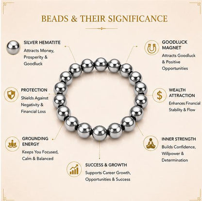 ORIGINAL SILVER HEMETITE - MONEY & GOODLUCK BRACELET