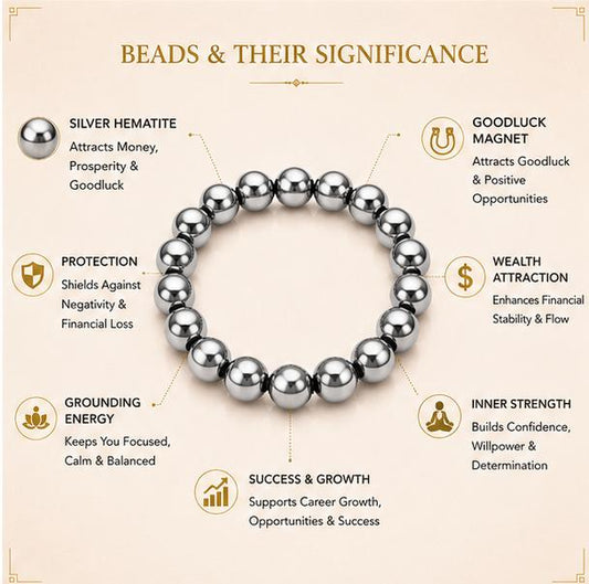 ORIGINAL SILVER HEMETITE - MONEY & GOODLUCK BRACELET