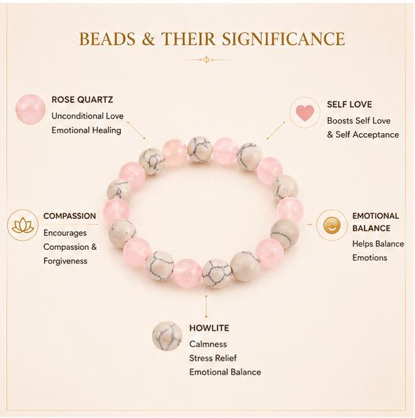 ROSE QUARTZ & HOWLITE - ENHANCES LOVE & EMOTIONAL HEALING